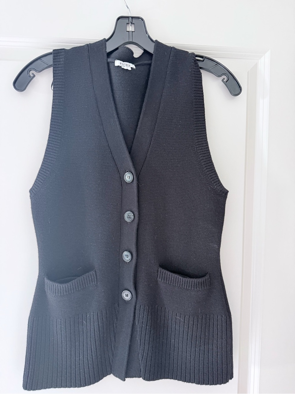 Black Button-Front Women's Knit Vest